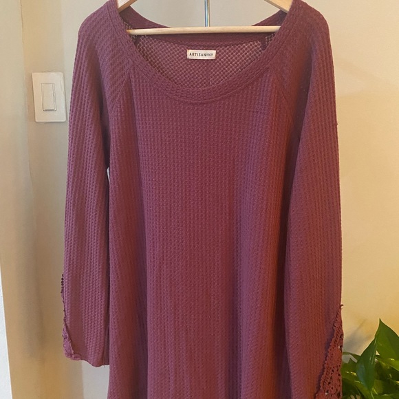 Long Sleeved Mini Dress with Lacy Wrist Detail - Picture 2 of 5